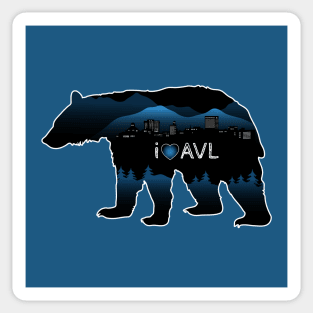 I Love AVL - Black Bear Cityscape - BlueBG 25 Sticker